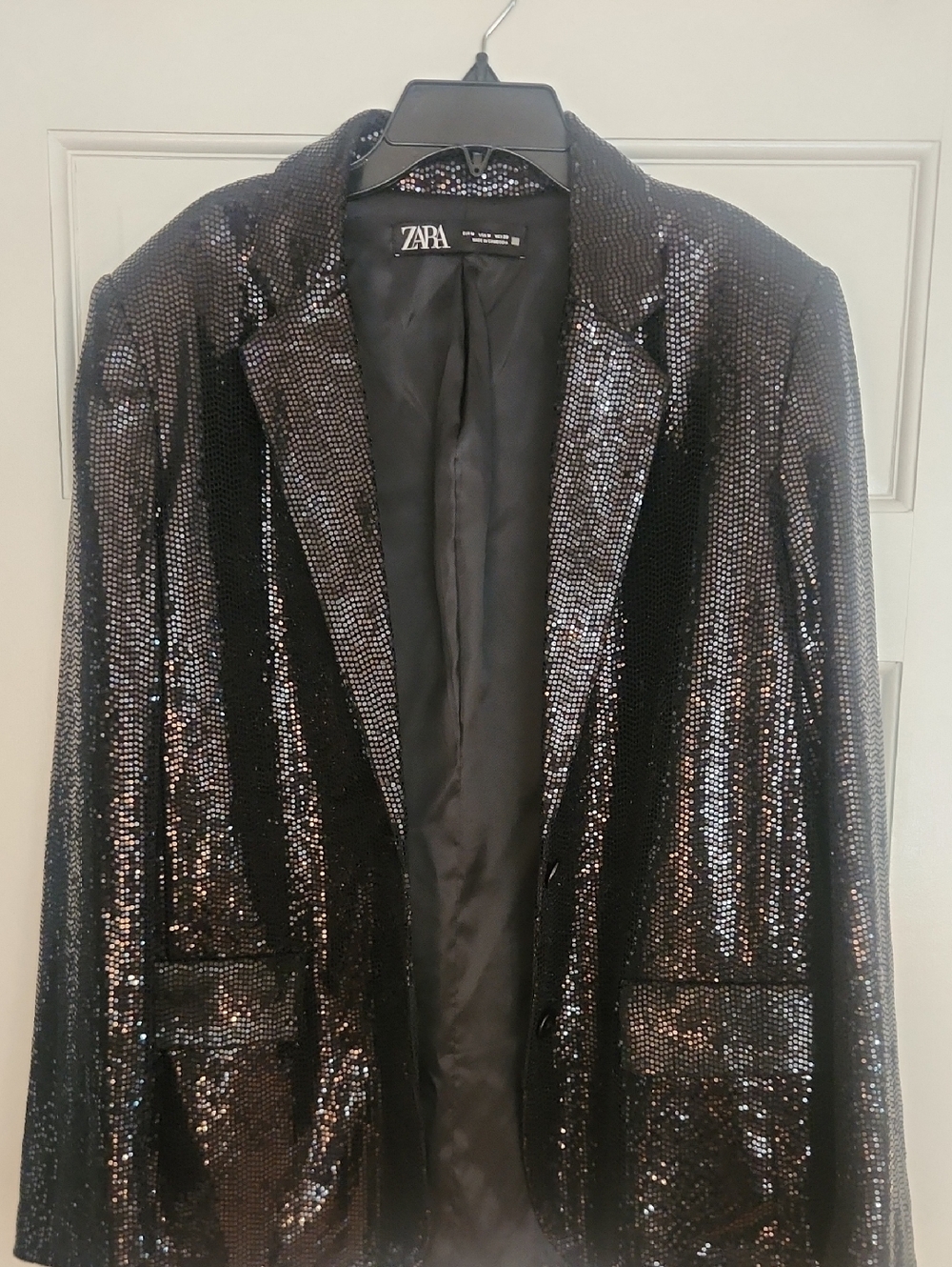 Zara Black Sequin Blazer Jacket